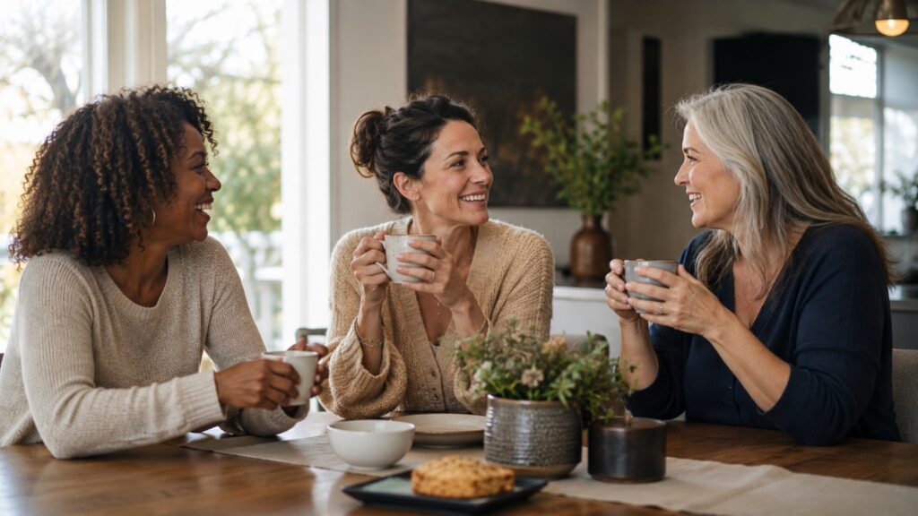 Women sharing conversation and support while discussing perimenopause.